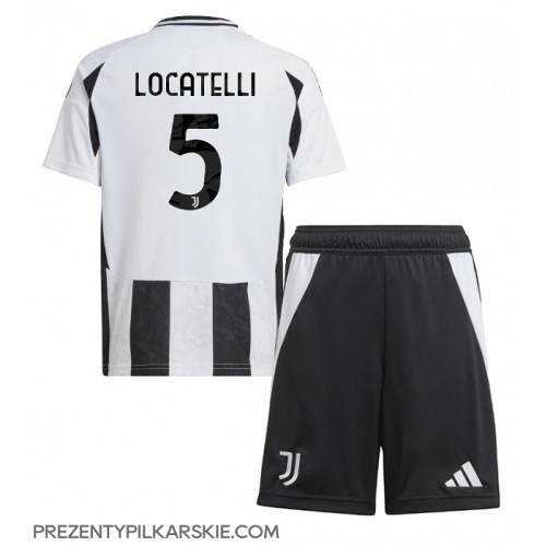 Stroje piłkarskie Juventus Manuel Locatelli #5 Koszulka Podstawowej dla dzieci 2024-25 Krótki Rękaw (+ szorty)